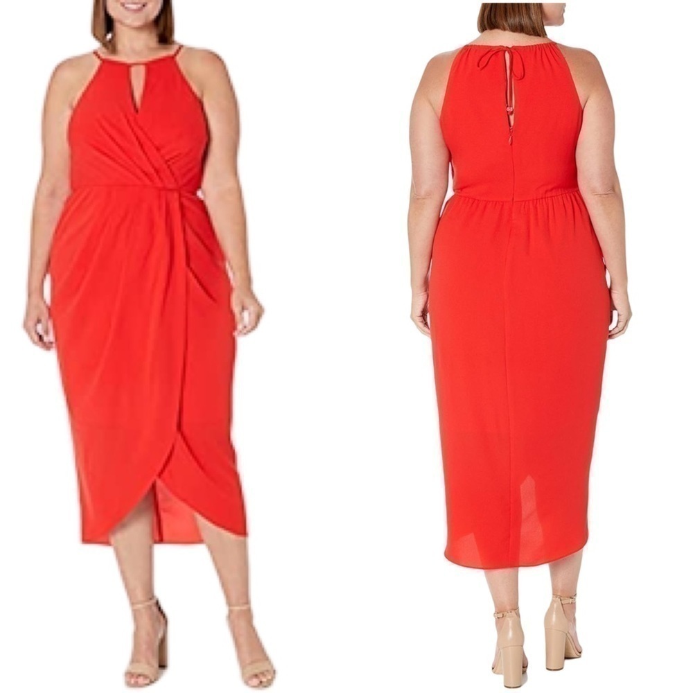 City Chic Love Story Tulip Front Halter Dress in Tiger lily NEW with tags